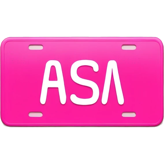 A pink license plate that says girly emoji