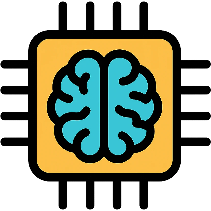 AI brain chip as a simple icon, geometric, futuristic emoji