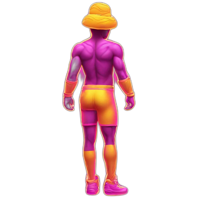 Juicy booty neon sign style man emoji