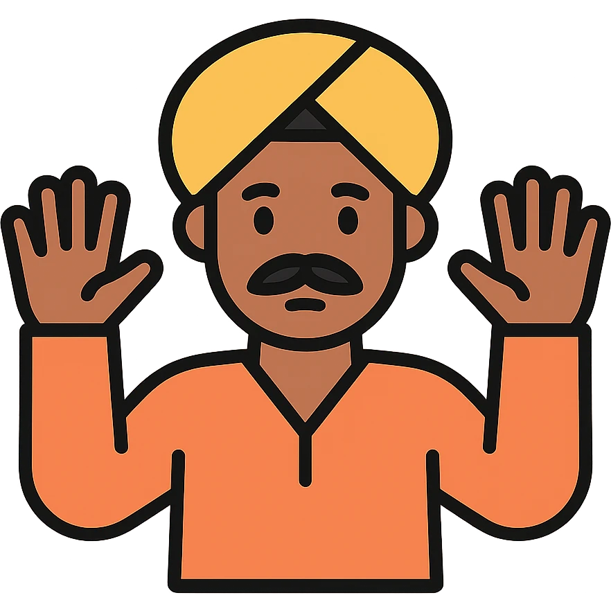 Indian person with hands raised in surrender icon emoji