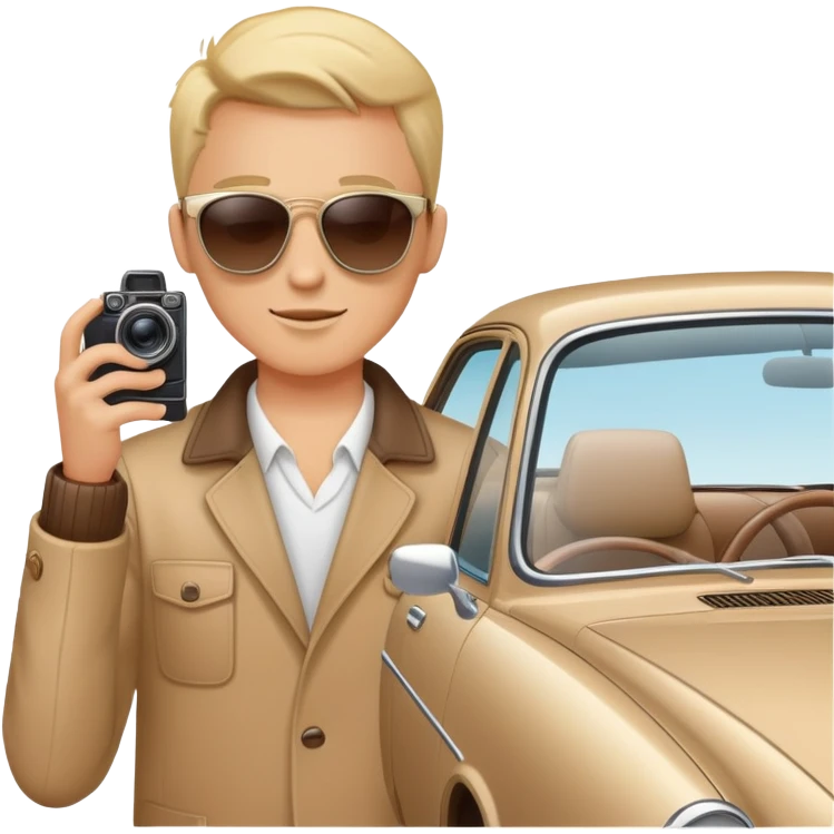 person taking photograph of a car emoji