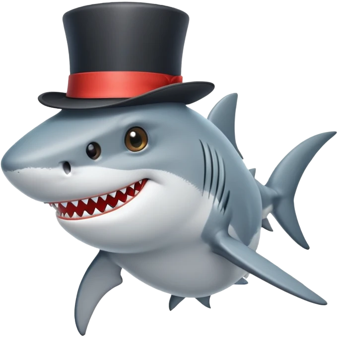 Shark with a top hat emoji