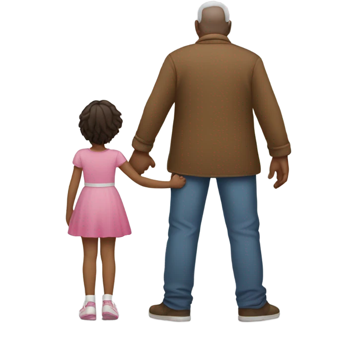 father and daughter holding their hands and seen from the back emoji