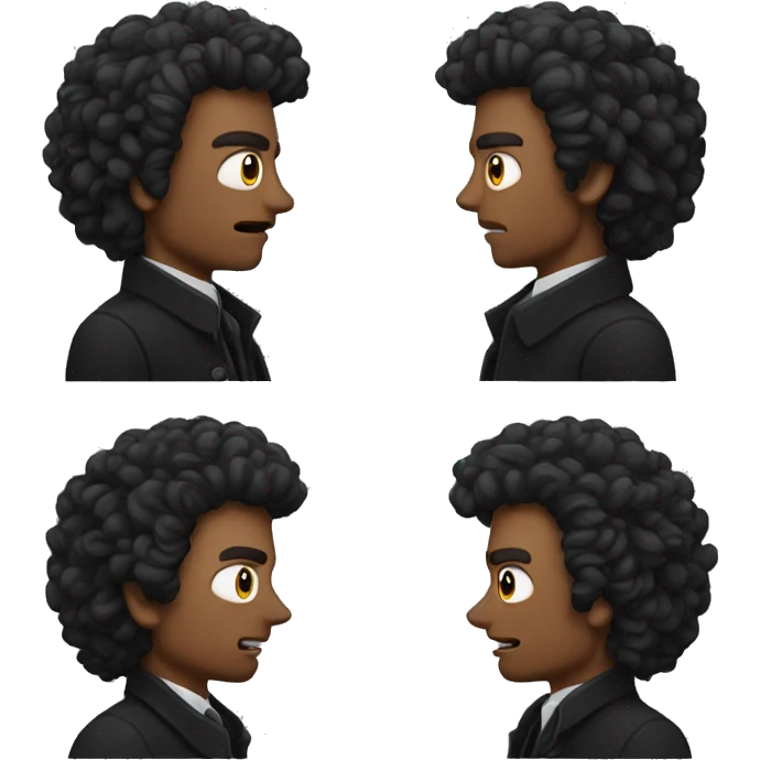make a man with a black coat angry and with curly hair emoji