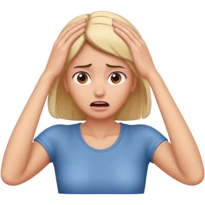 scared woman with her hands on her head, different pose emoji