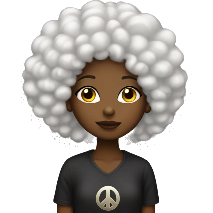 dark girl with long afro putting up peace sign with duck lips  emoji