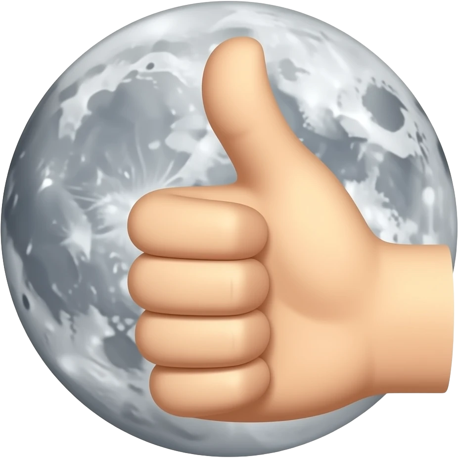 luna noche y pulgar al lado de la luna emoji