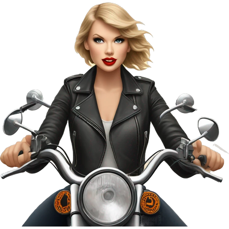 Tattooed Taylor Swift riding a vintage Harley Davidson  emoji
