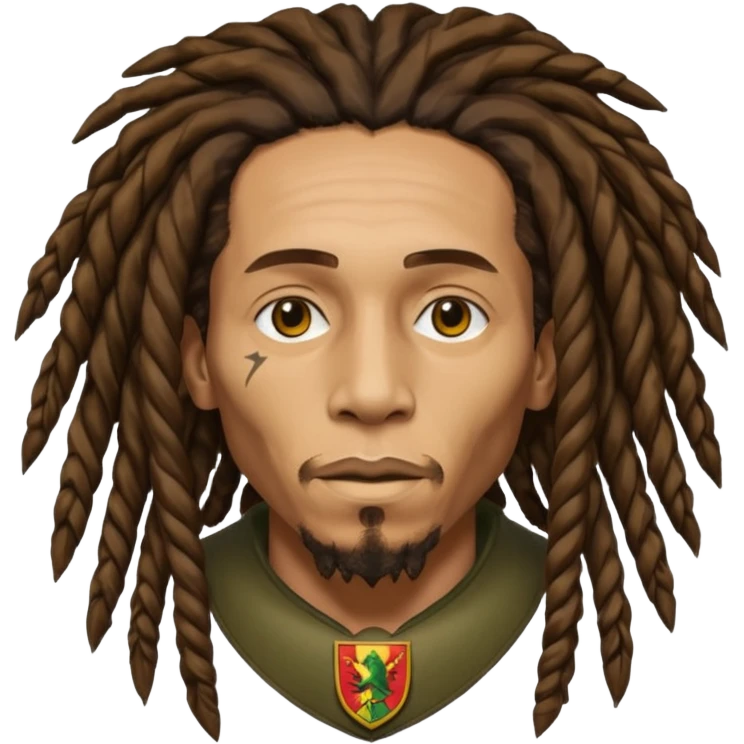Bob Marley with gigantic dread locks heraldic crest emoji
