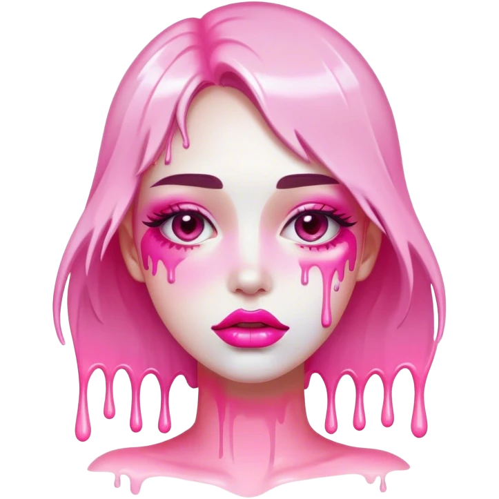 White paint dripping from pink ombre glossy lips emoji