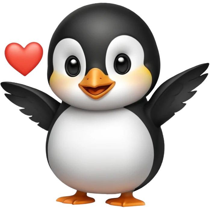 Cute penguin flying kiss emoji