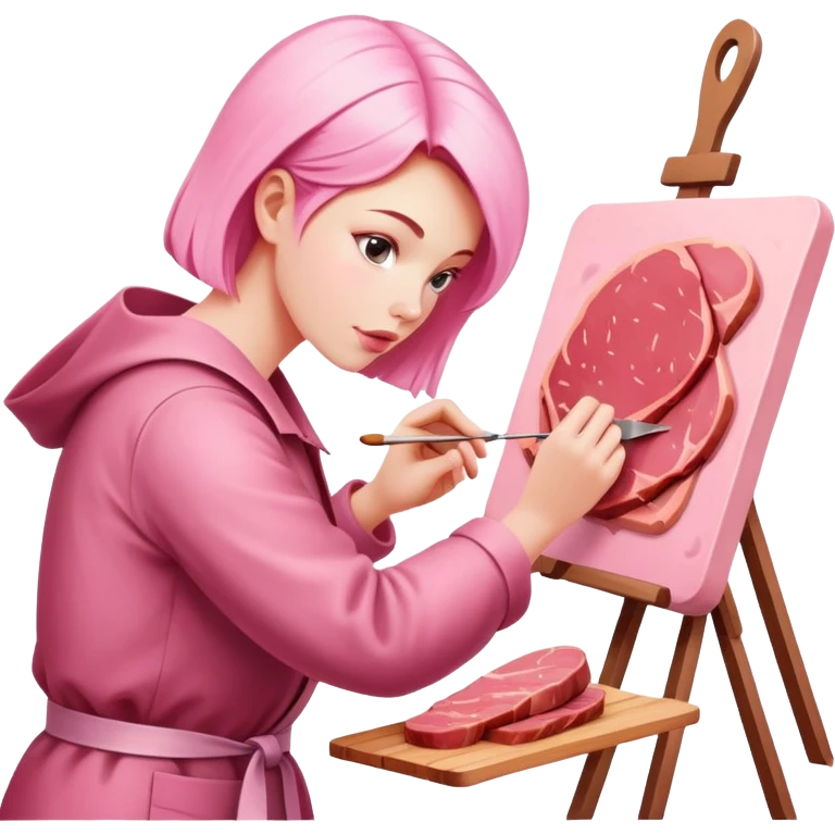 pink artist painting a SPAM meat abstract landscape  emoji
