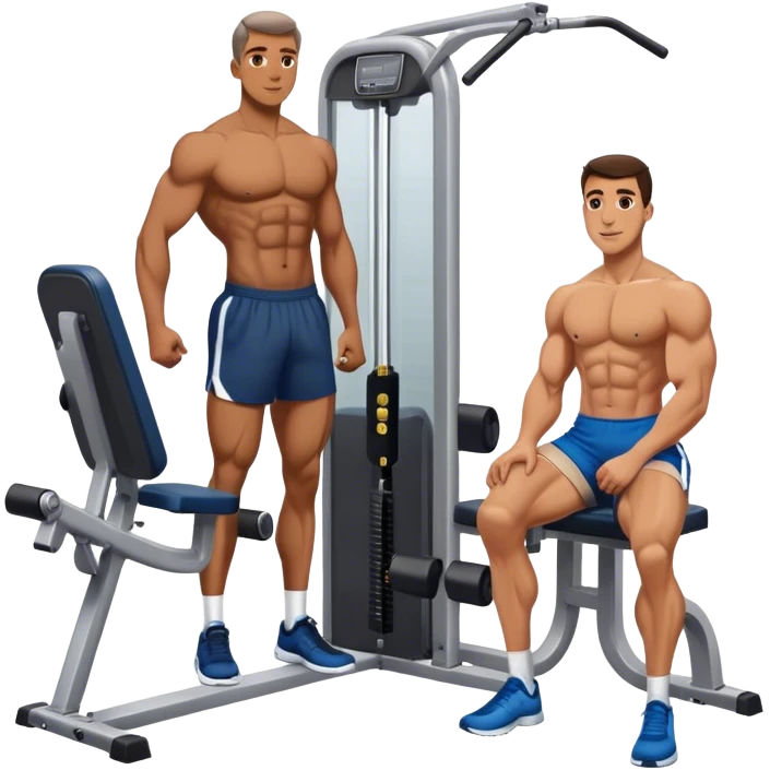 guy next to gym calf-raise machine emoji