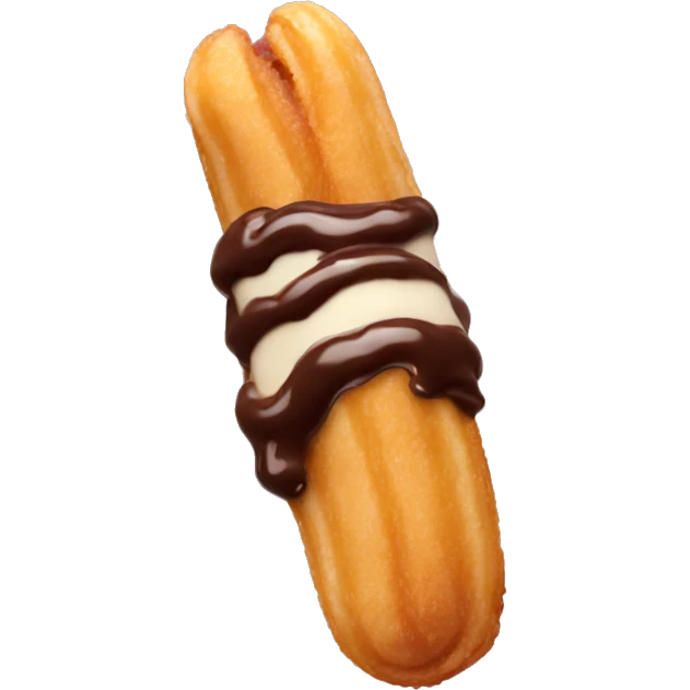 Churro with chocolate dipped tip emoji