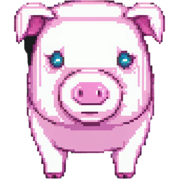minecraft pig full body pink blocky animal square head square body emoji
