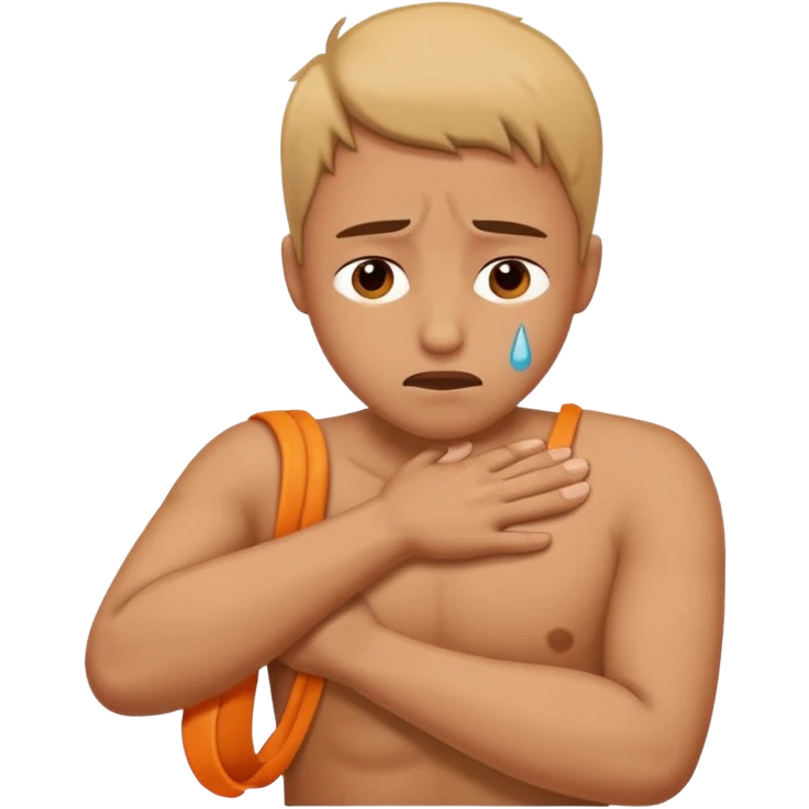 person holding their shoulder in pain, expressive face emoji