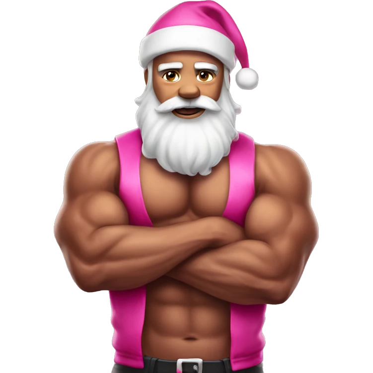 Muscular santa themed solo male portrait pink emoji
