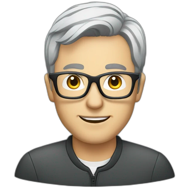 Motorsport Moderator with Dark grey hair and glasses emoji