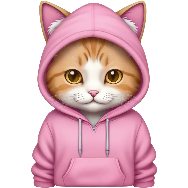 Cat wearing a pink hoodie  emoji