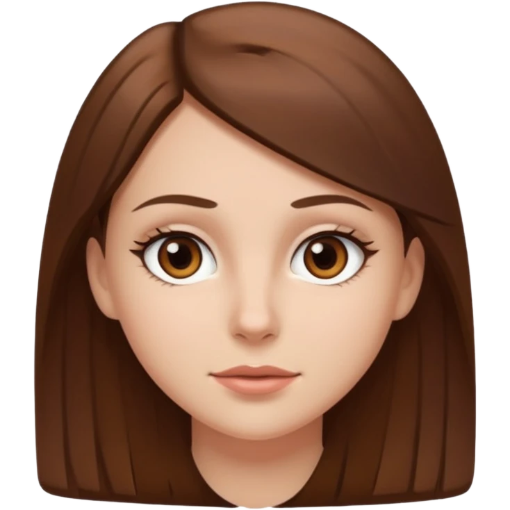 garota branca com o cabelo liso castanho e olhos castanhos emoji