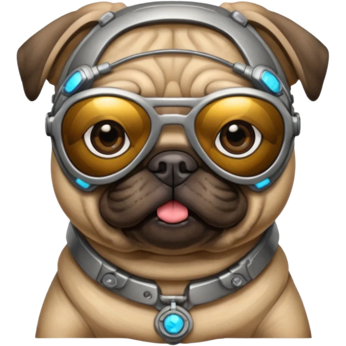 pug wearing cyberpunk sunglasses emoji