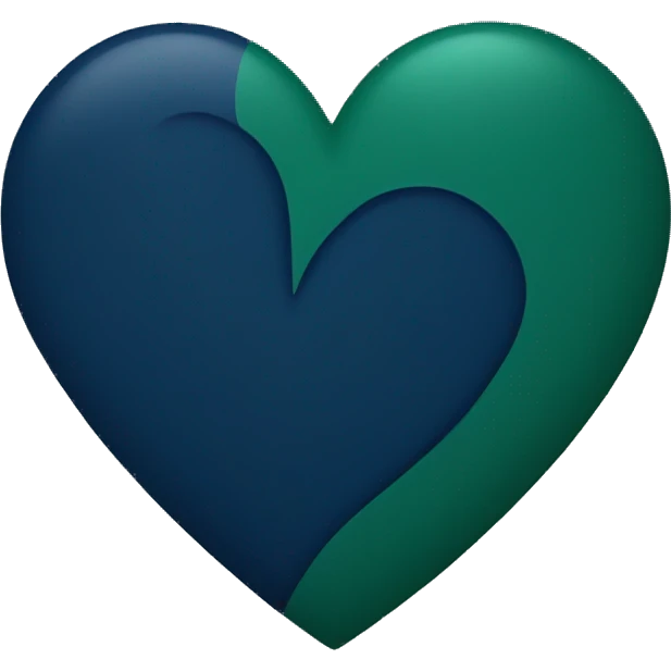Half dark green and half navy blue heart  emoji
