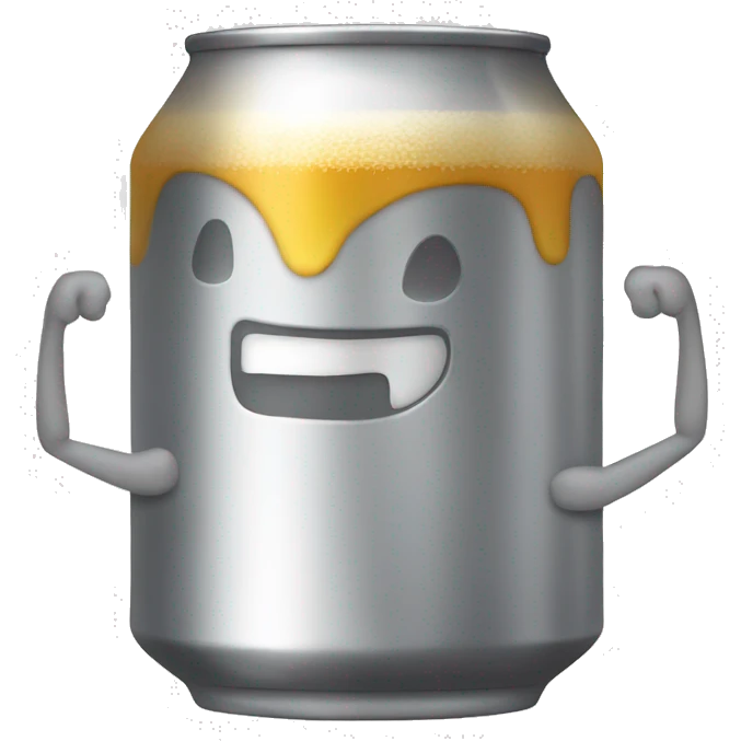 Cold beer can with arms emoji