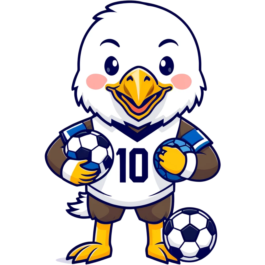 US vs Mexico as a bald eagle and a jaguar in a friendly soccer match, cartoon sticker style emoji