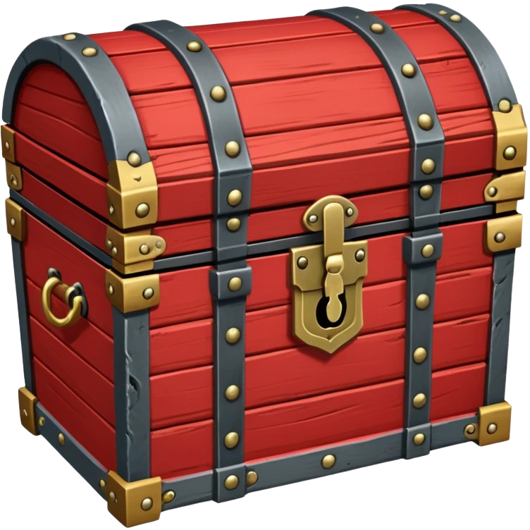 A red wooden treasure chest from an RPG, with metal hinges and a lock emoji