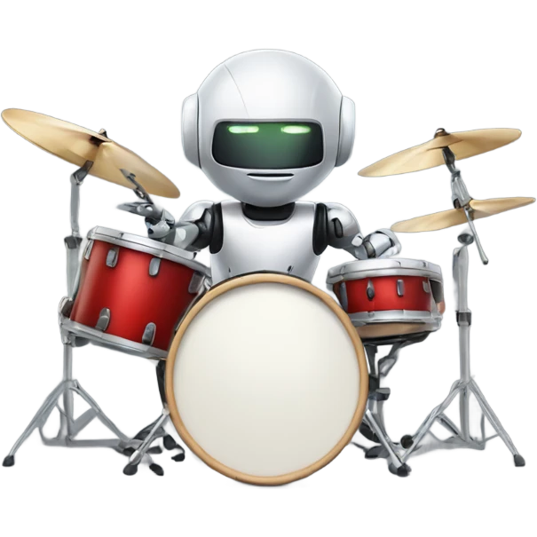 cute robot plays the drum set emoji