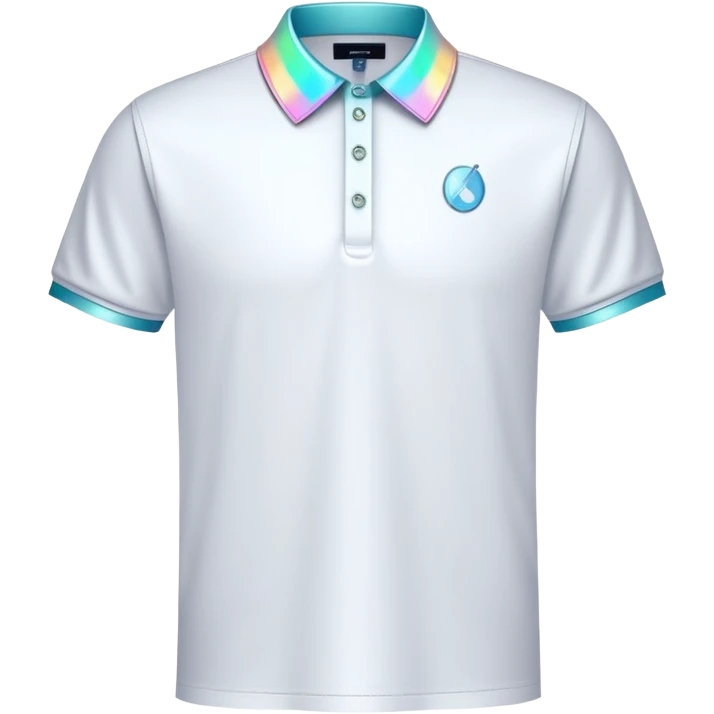 futuristic preppy polo shirt with smart fabric and holographic collar emoji