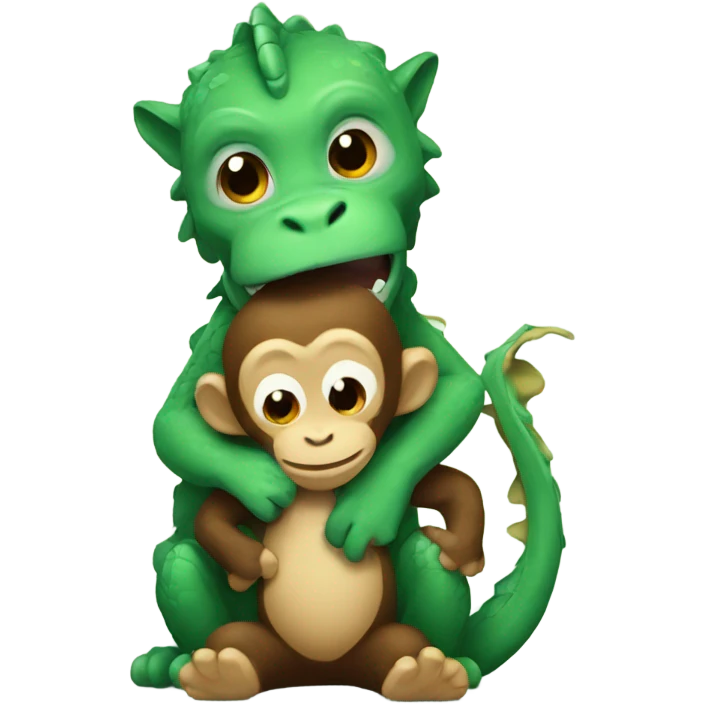 Dragon hugging monkey emoji