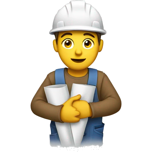 white construction worker holding rolled up plans emoji