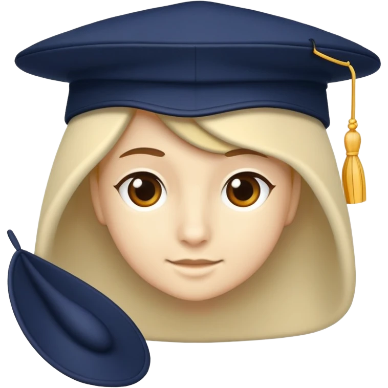 A navy wide-brimmed school hat emoji