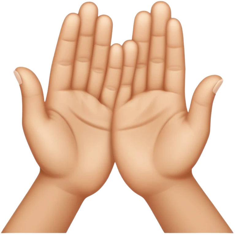 Create an Apple-style emoji of two hands pressed together in a praying gesture. The hands should be simplified, smooth, and cartoon-like, with soft gradients and glossy highlights typical of iOS emojis. Show only the hands, with no arms or background. The hands are join, like a clap. emoji