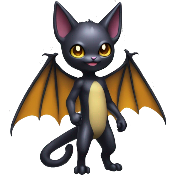 Shiny Dark-type-Poison-type-Fakémon-Bat-Cat full body emoji