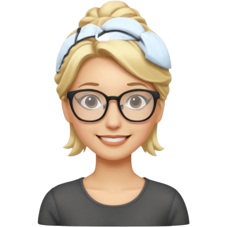  Dominatrix blonde hair up do and glasses full body emoji