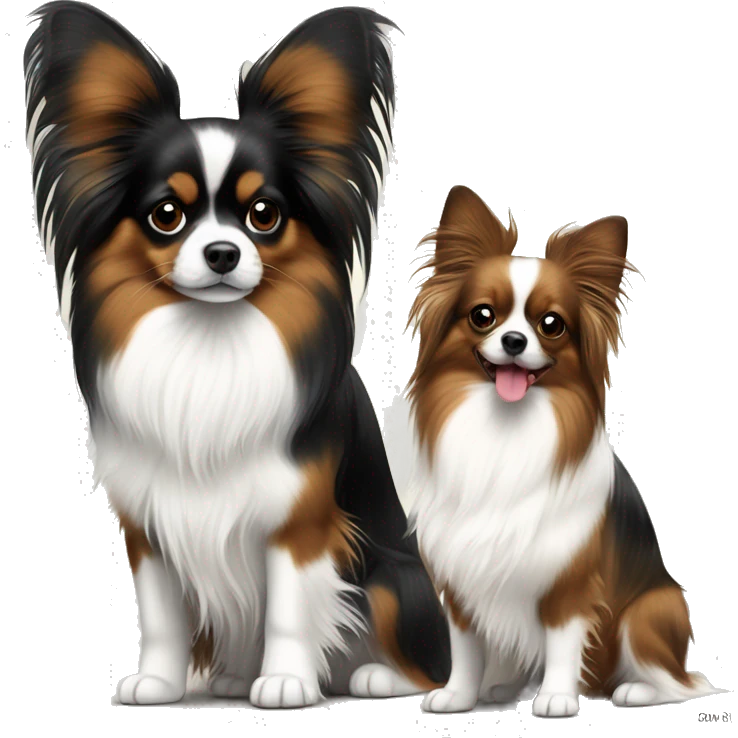 2 tri color papillion old and young emoji