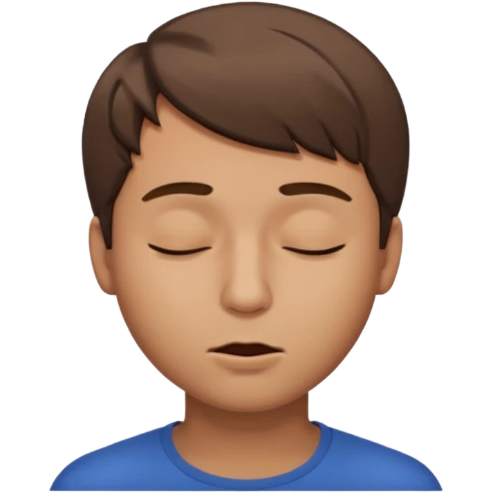 A male with closed eyes but the mouth is blowing out emoji
