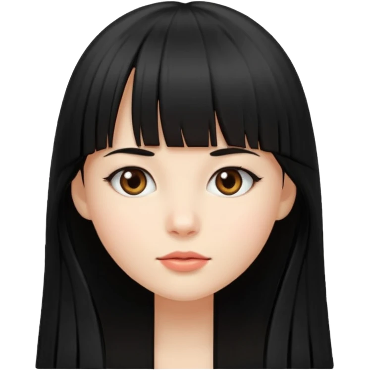 lecture girl with straight bangs fringe long black color hair  emoji