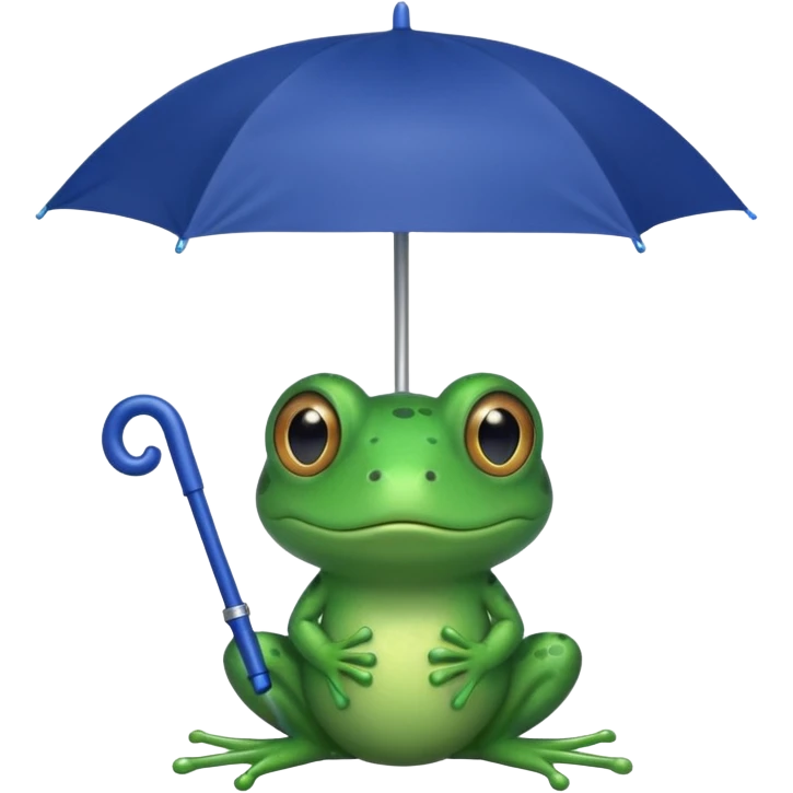 Frog hold small dark blue umbrella emoji