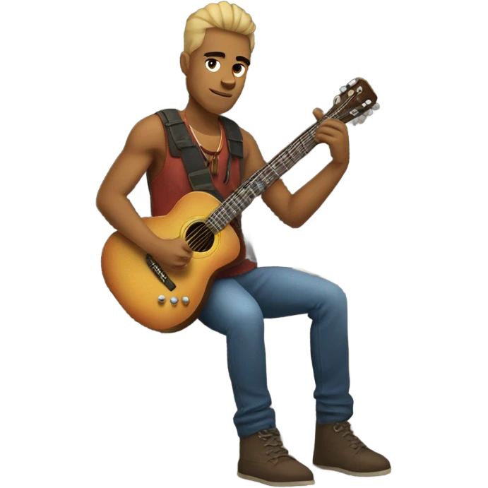Guitarist on rocks of presents  emoji