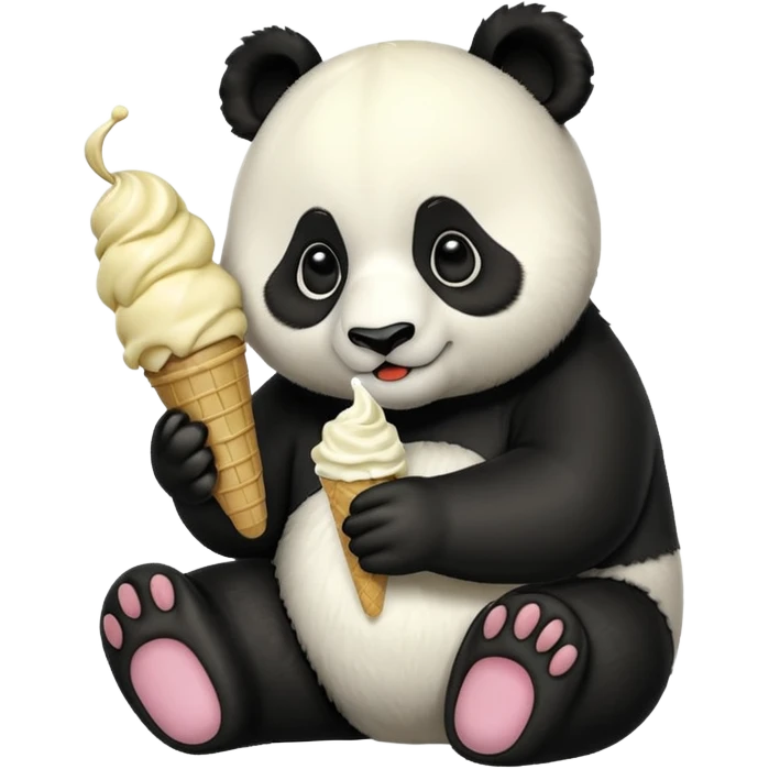 Panda eating ice cream emoji