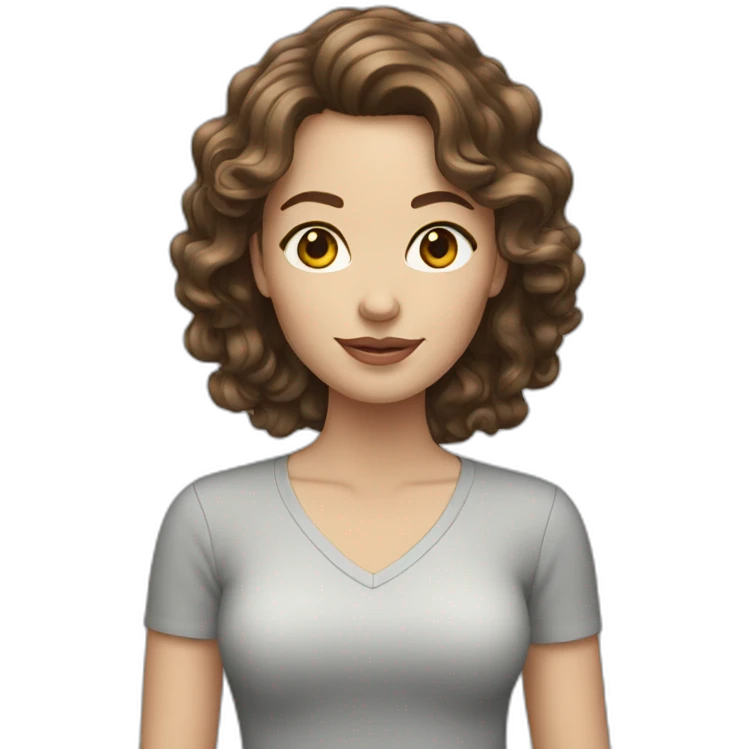 white woman with wavy brunette hair emoji