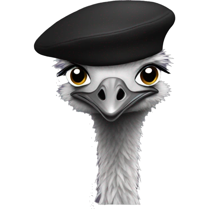 Emu with a black beret emoji