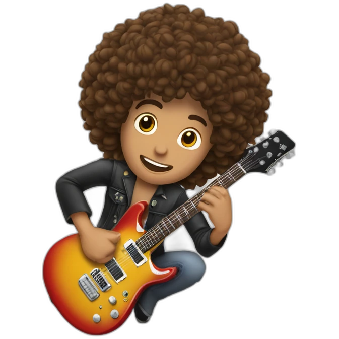 Modelo cabelo castanho tocando rock guitarra emoji