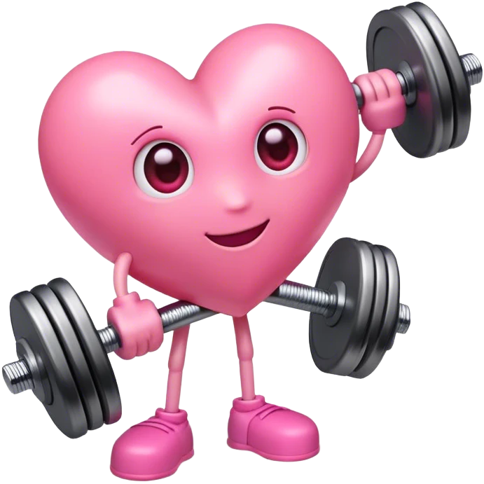 Heart with dumbulls on pink emoji