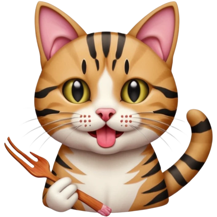 Cat eating BACON emoji