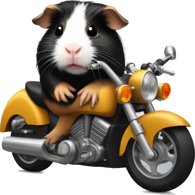 Black and tan guinea pig on motorcycle  emoji