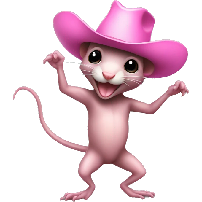 Naked Rat dancing with pink cowboy hat  emoji